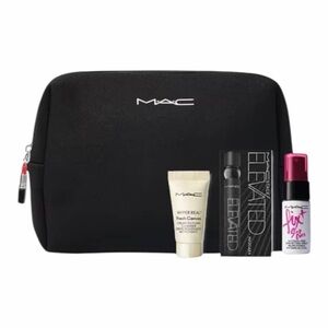 MAC Bundle ft Setting Spray, Cleanser, Elevated Mascara, Cosmetic Pouch